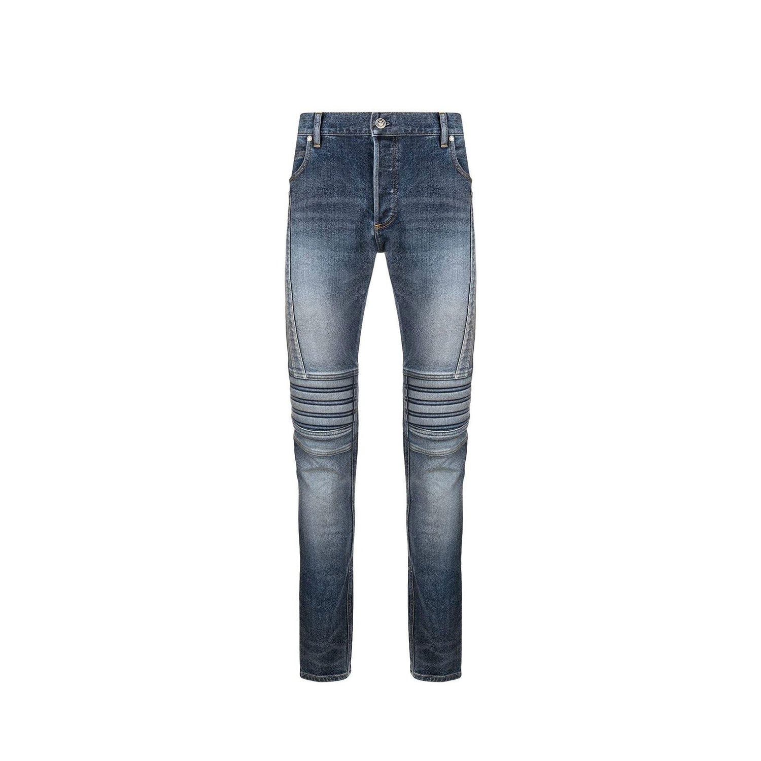 Balmain Mesh-detail Loose-cut Denim Jeans In Bleu Jean | ModeSens